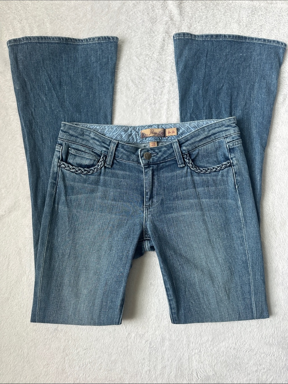 Paige Premium Denim‎ Low Rise Flare Leg Jeans Womens 28 Y2K Cowgirl Western USA